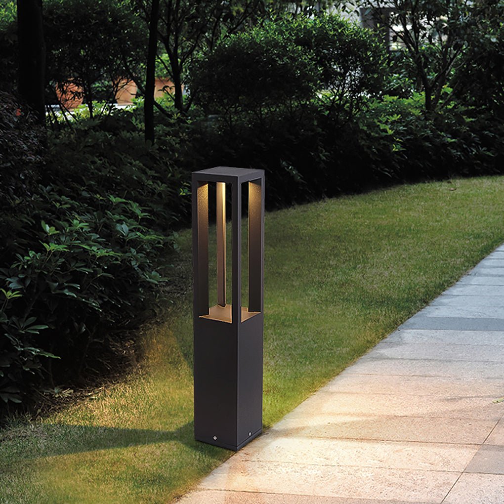 Square Bollard Light — Die-Cast Aluminum, LED COB 8W, IP54, 6"×6"×31"