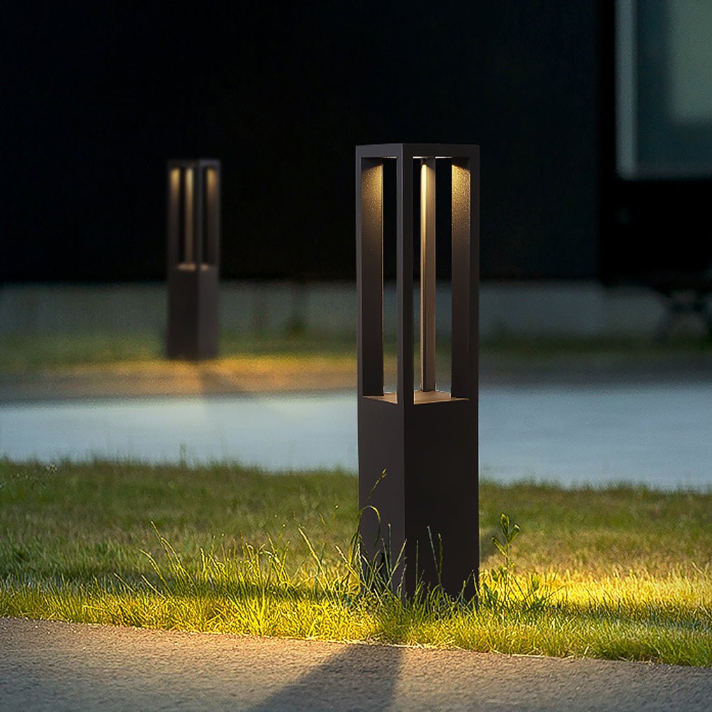 Square Bollard Light — Die-Cast Aluminum, LED COB 8W, IP54, 6"×6"×31"