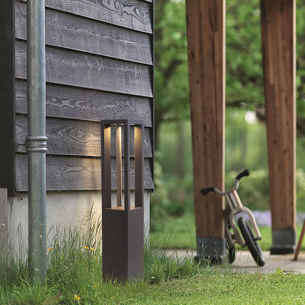 Square Bollard Light — Die-Cast Aluminum, LED COB 8W, IP54, 6"×6"×31"
