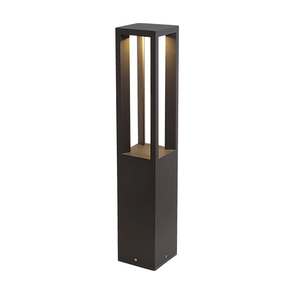 Square Bollard Light — Die-Cast Aluminum, LED COB 8W, IP54, 6"×6"×31"