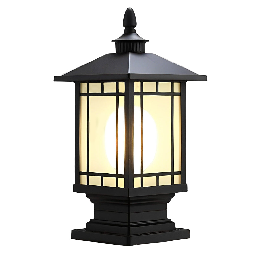 Modern Retro Outdoor Pillar Light — Die-Cast Aluminum, Frosted Glass, 12W LED E27, IP55, 3000K Warm White, Bronze or Black
