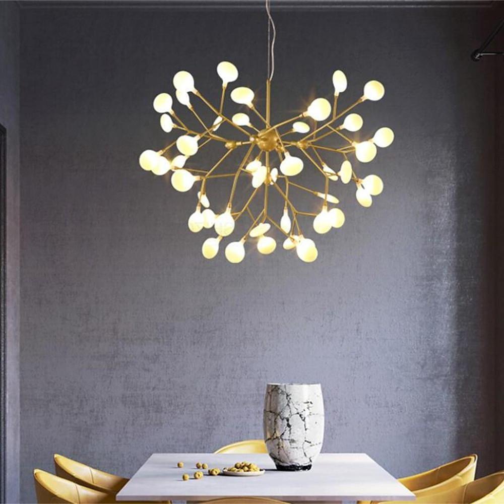 Sputnik Chandelier — Copper and Glass, 45-Light LED, 36" Diameter, Brass Finish
