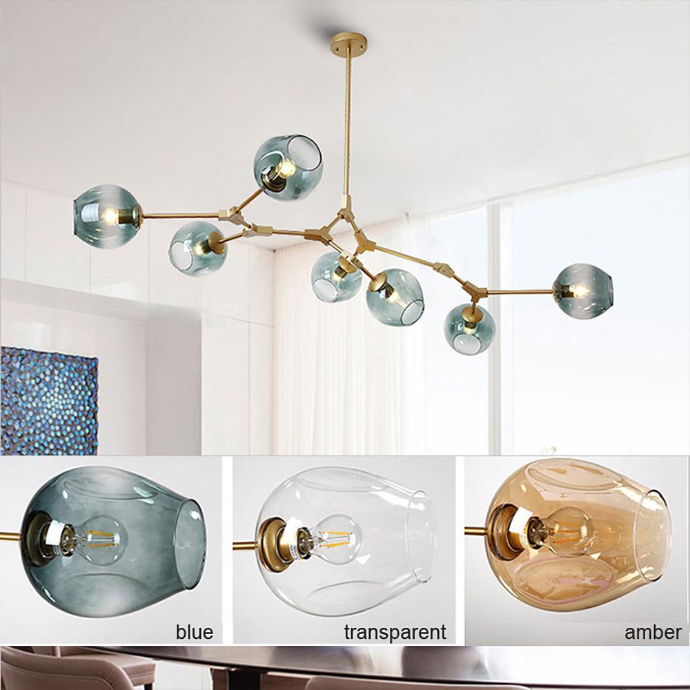 Globe Sputnik Industrial Chandelier — Metal and Glass, E27, 3/5/6/7-Light, Choice of Finish and Shade Color