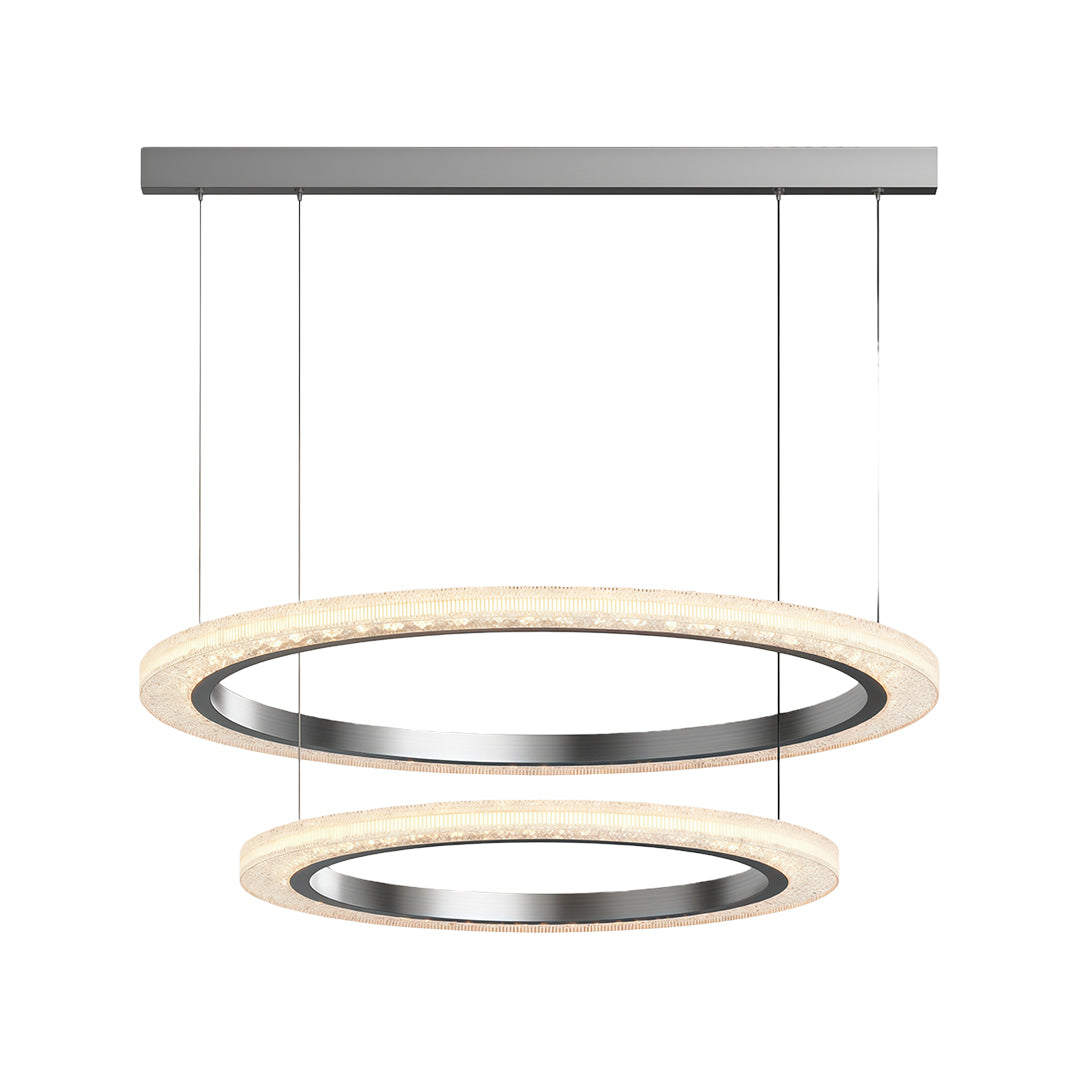 Round Ring Chandelier — Aluminum & Acrylic, 23.6"–31.5", Single/Double/Triple, Three-Color Dimming, Copper/Nickel/Black