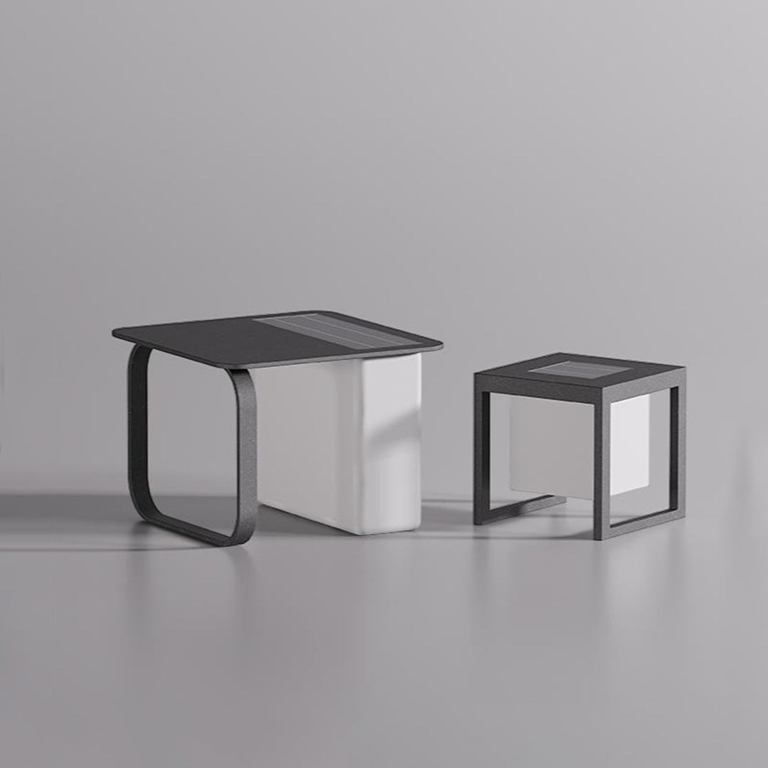 Solar Outdoor Floor Lamp with Table or Chair — Stainless Steel, 12W LED 3000K, IP65, Remote Control
