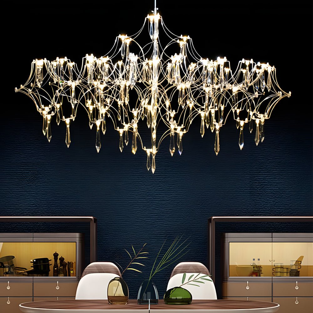 Italian-Style Crystal Raindrop Chandelier — 304 Stainless Steel, LED, 3000K / 4500K, 15W–42W