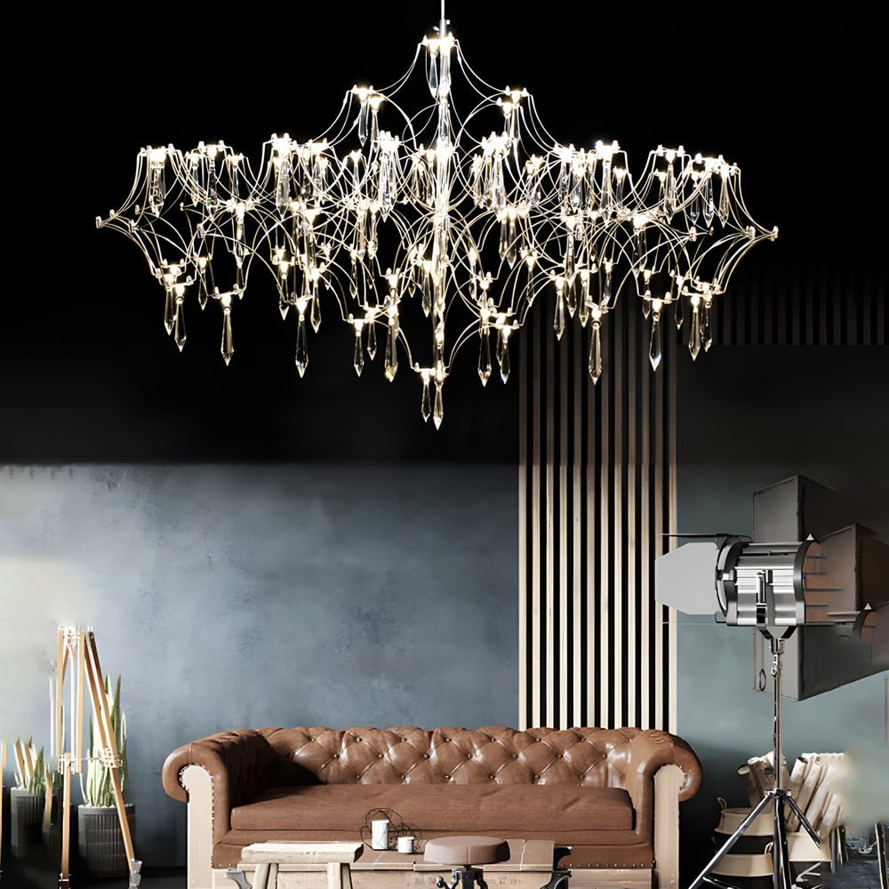 Italian-Style Crystal Raindrop Chandelier — 304 Stainless Steel, LED, 3000K / 4500K, 15W–42W