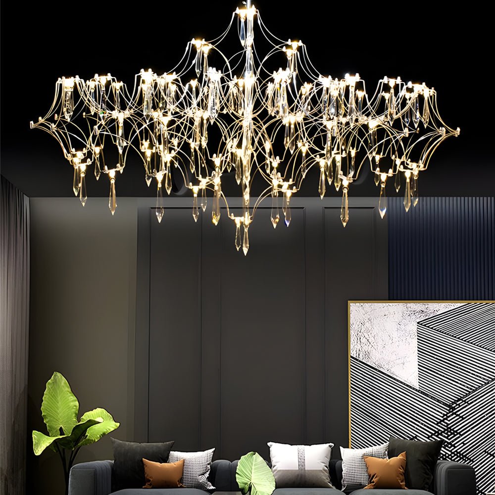 Italian-Style Crystal Raindrop Chandelier — 304 Stainless Steel, LED, 3000K / 4500K, 15W–42W