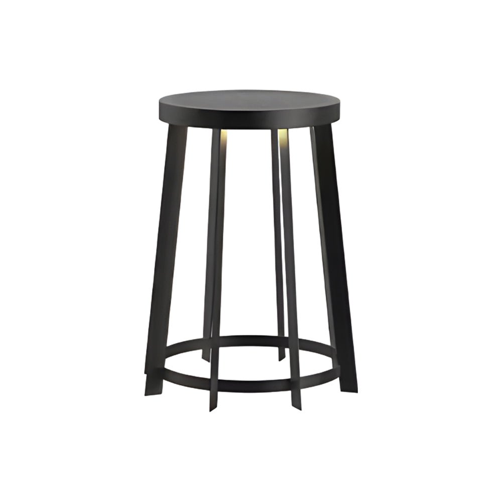 Round Stool Solar / Hardwired Outdoor LED Light — Stainless Steel, IP65, Warm White 3000K, 13" or 18.5" Height
