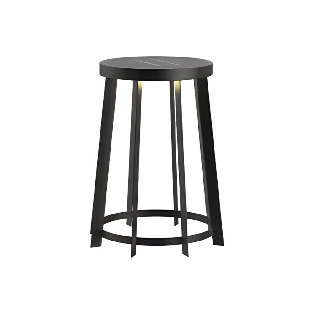 Round Stool Solar / Hardwired Outdoor LED Light — Stainless Steel, IP65, Warm White 3000K, 13" or 18.5" Height