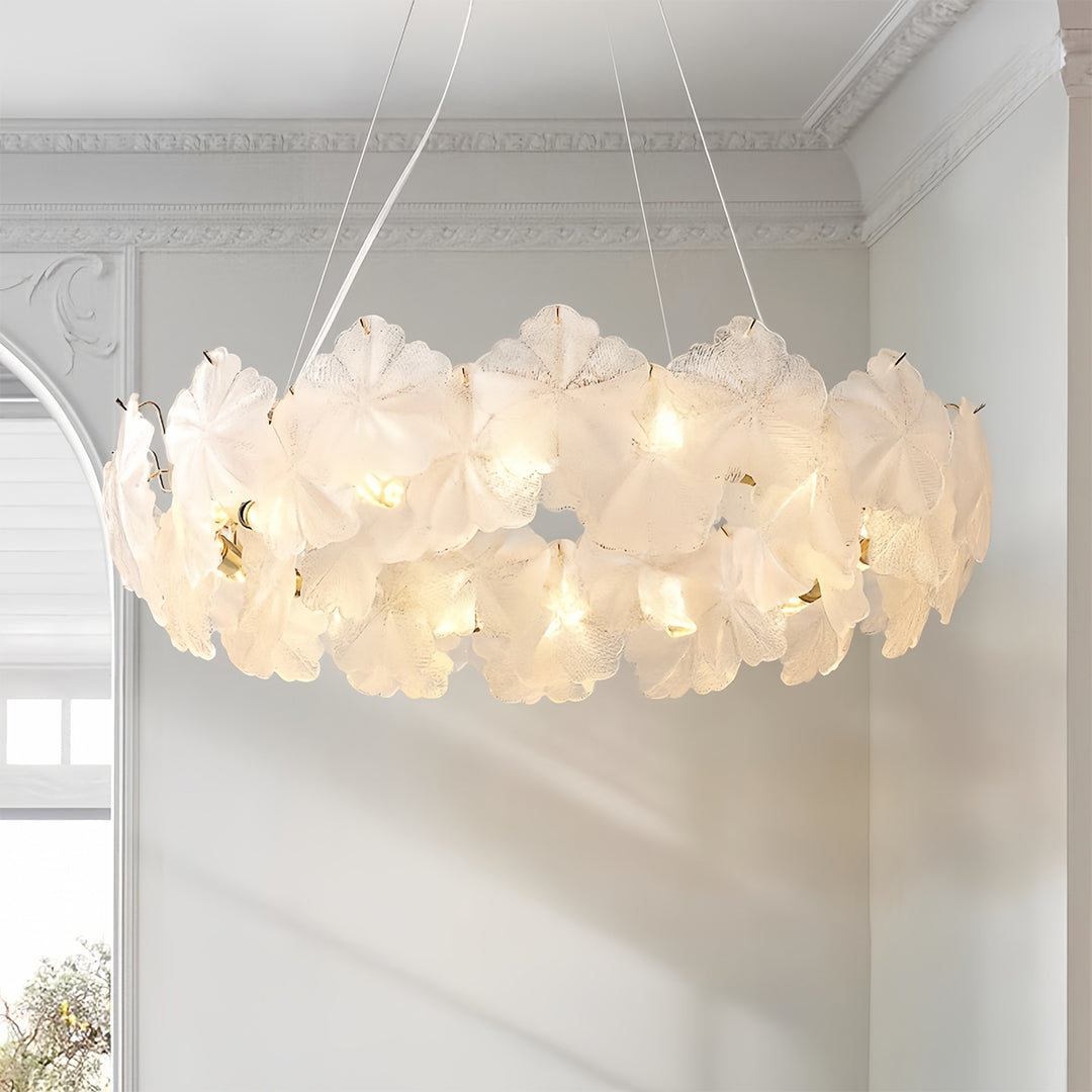 French Wreath Glass Garland Chandelier — K9 Crystal Clover Shades, 3-Step Dimming, 50cm / 60cm