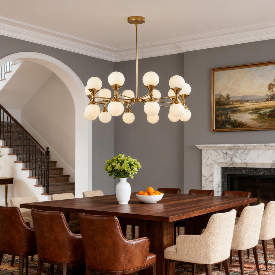 Bubble Glass Chandelier — Full Copper, Gold Finish, G9 Multi-Light, 36" Adjustable