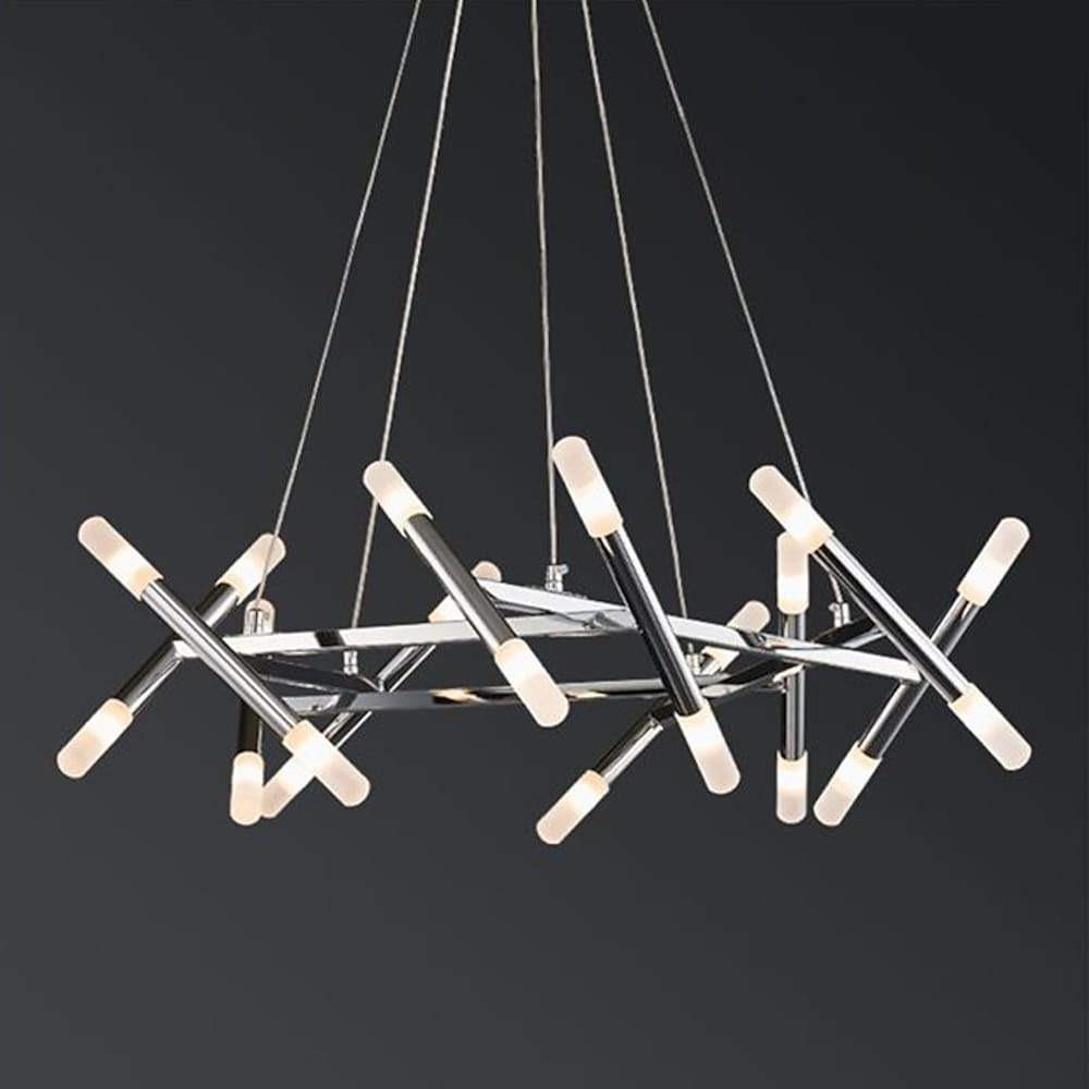 Sputnik Chandelier — Metal with Acrylic Shade, 20-Light LED, 39" Diameter, Black or Gold
