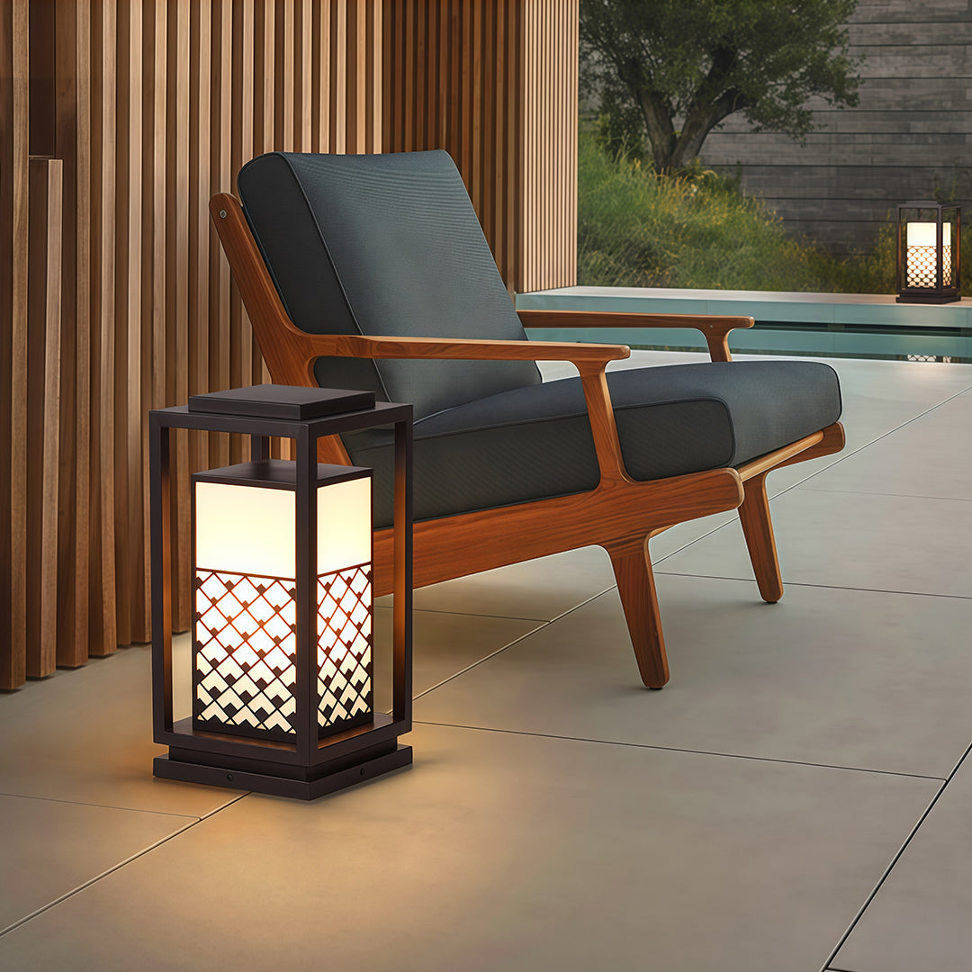 Waterproof Landscape Bollard Light — Black Zinc & Acrylic, LED, Solar or Hardwired, IP65, 3 Heights