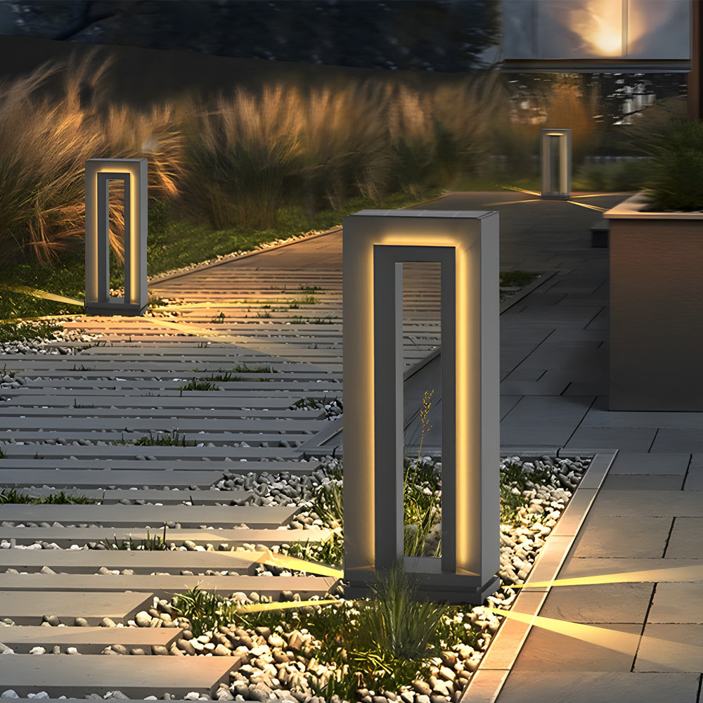 Modern Minimalist Arch Solar / Hardwired Bollard Light — Stainless Steel, LED 3000K, IP65, 10W, Dusk-to-Dawn