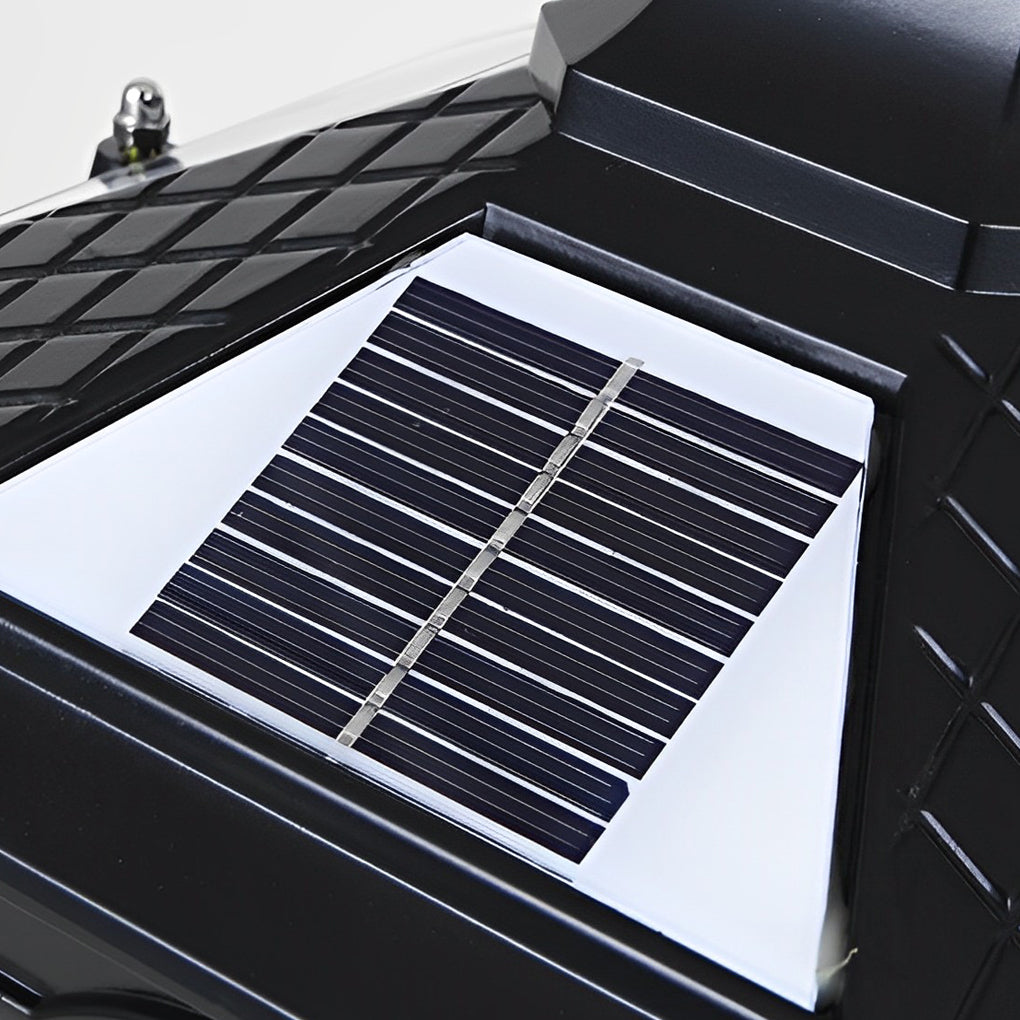 Retro Pavilion-Style Outdoor Pillar Light — Die-Cast Aluminum & Glass, Solar / Hardwired, IP65, Dusk-to-Dawn, Black or Bronze