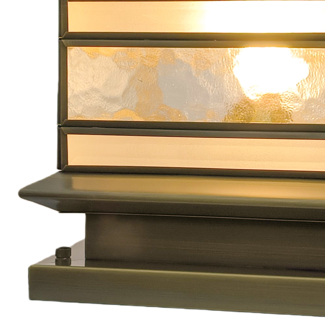 Retro Lantern Stone Pillar Solar Light — Copper & Glass, Dual Solar/Hardwired, IP54, E27, 3-Step Dimming