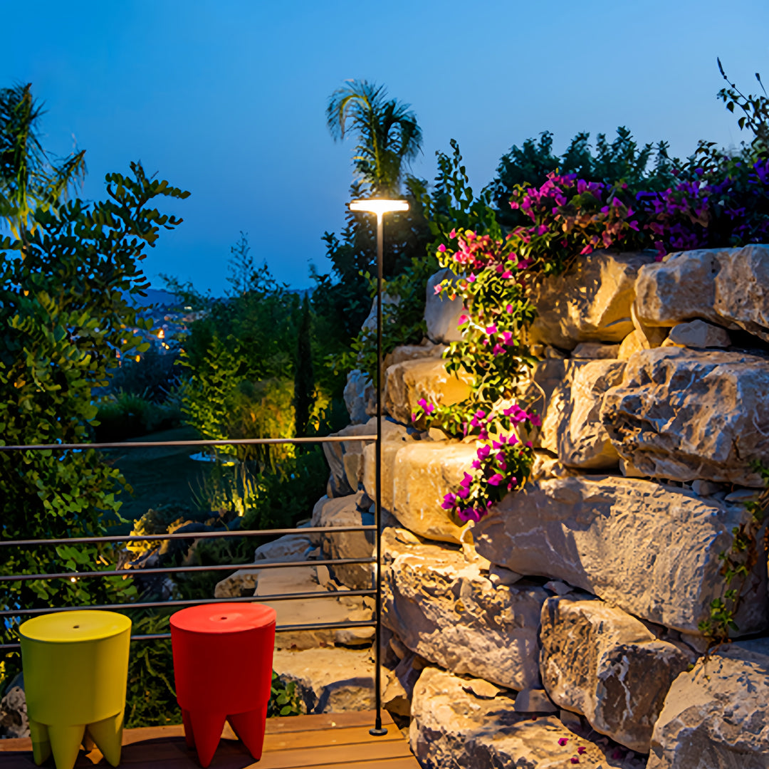 High-Pole Outdoor Path Light — Stainless Steel, Acrylic Shade, LED Warm White, IP65 Weatherproof