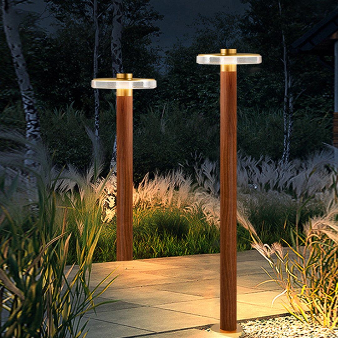 Gold Landscape Path Light — Die-Cast Aluminum, White Acrylic Shade, 12W LED, IP65, 3 Heights