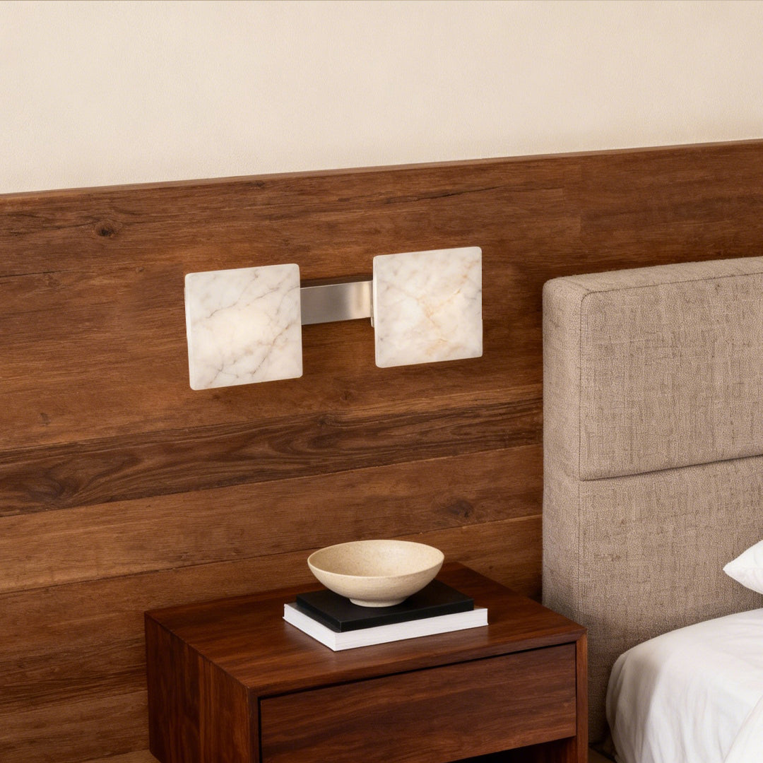 Cloud Stone Wall Sconce — Gray & Gold Aluminum, Warm White LED, Single or Double Head
