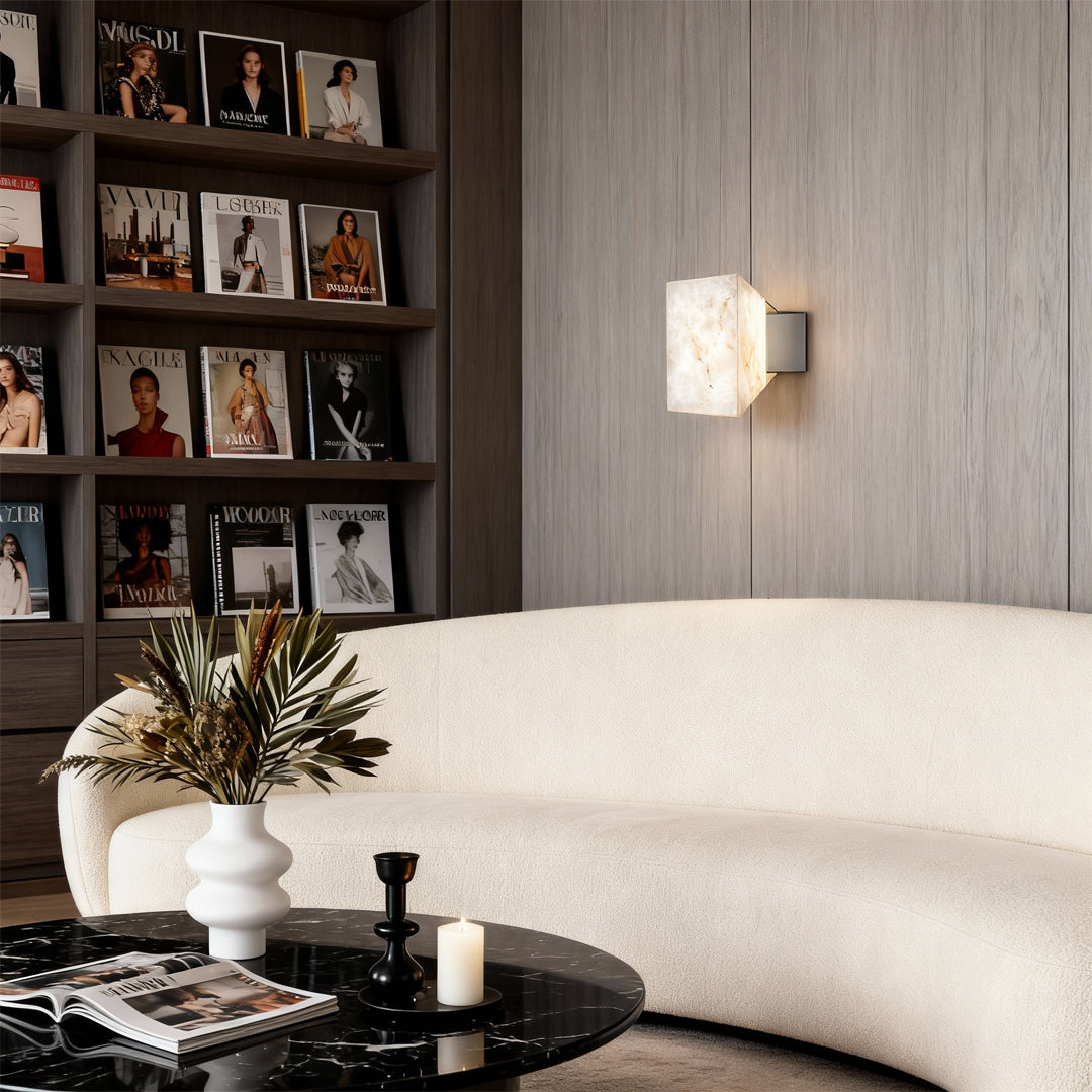 Cloud Stone Wall Sconce — Gray & Gold Aluminum, Warm White LED, Single or Double Head