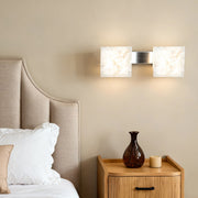 Cloud Stone Wall Sconce — Gray & Gold Aluminum, Warm White LED, Single or Double Head
