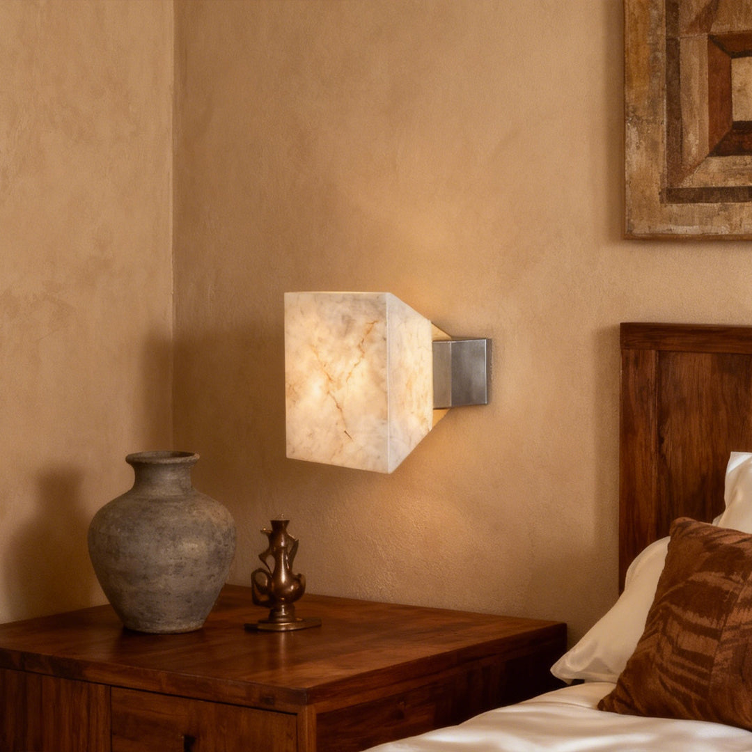 Cloud Stone Wall Sconce — Gray & Gold Aluminum, Warm White LED, Single or Double Head