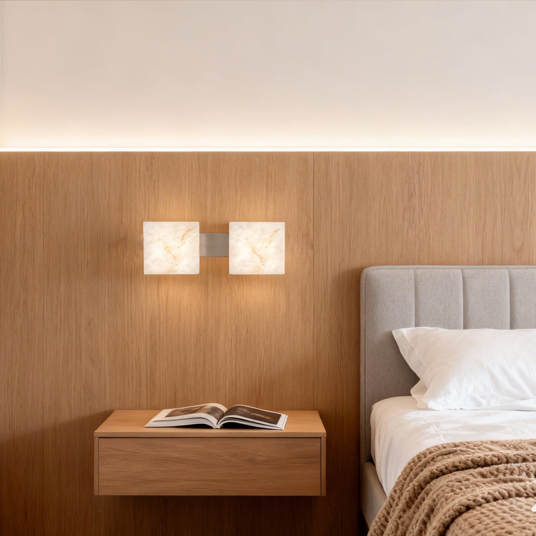 Cloud Stone Wall Sconce — Gray & Gold Aluminum, Warm White LED, Single or Double Head