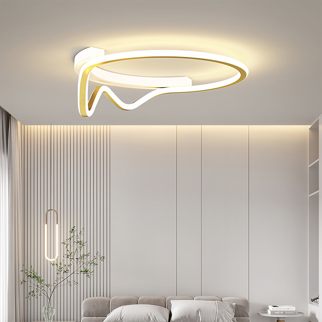 Minimalist Geometric LED Flush Mount — Iron, Silicone Shade, 3-Step Dimming (3000K–6000K), 16.5" or 20.5"