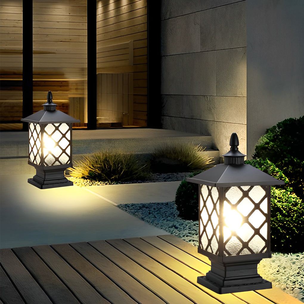 Modern Retro Outdoor Pillar Light — Die-Cast Aluminum, Frosted Glass, 12W LED E27, IP55, 3000K Warm White, Bronze or Black