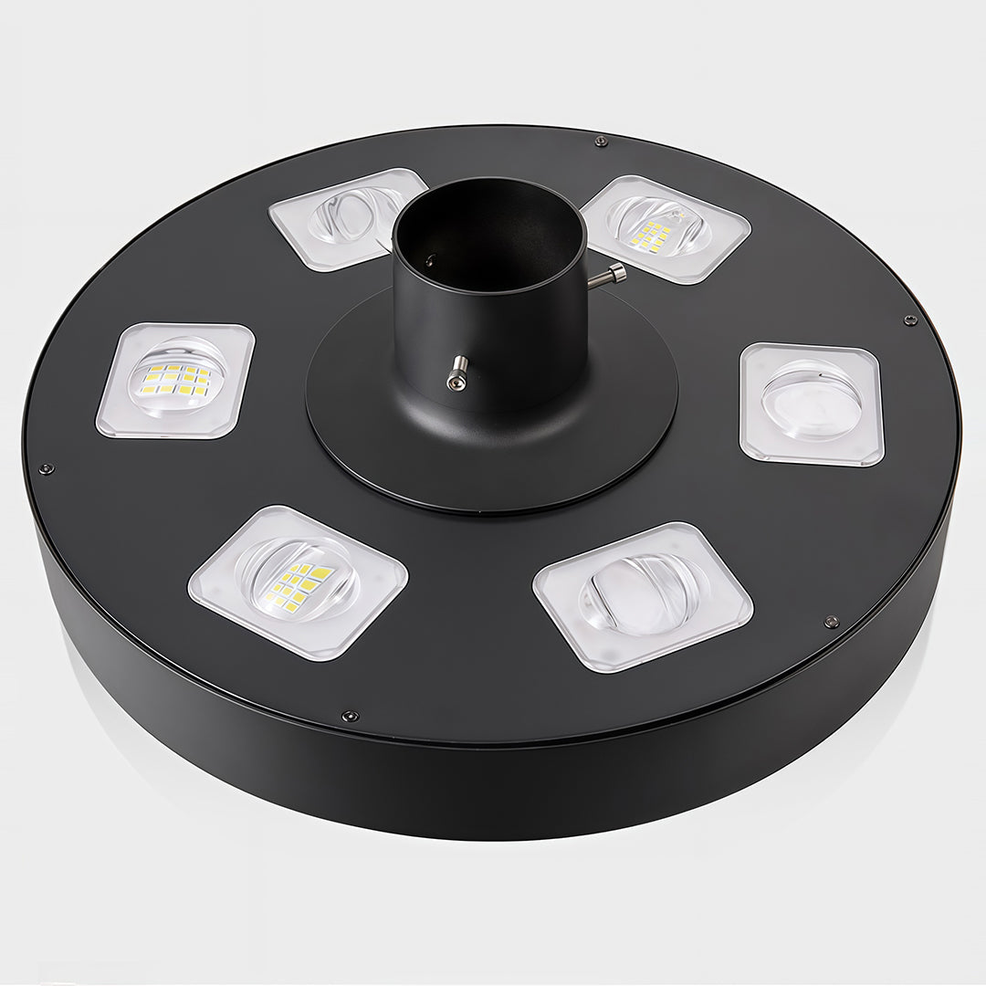 High-Pole Solar Street Light — Black Die-Cast Aluminum, 20W LED, IP65, 20000mAh, Remote Control, Warm or White Light