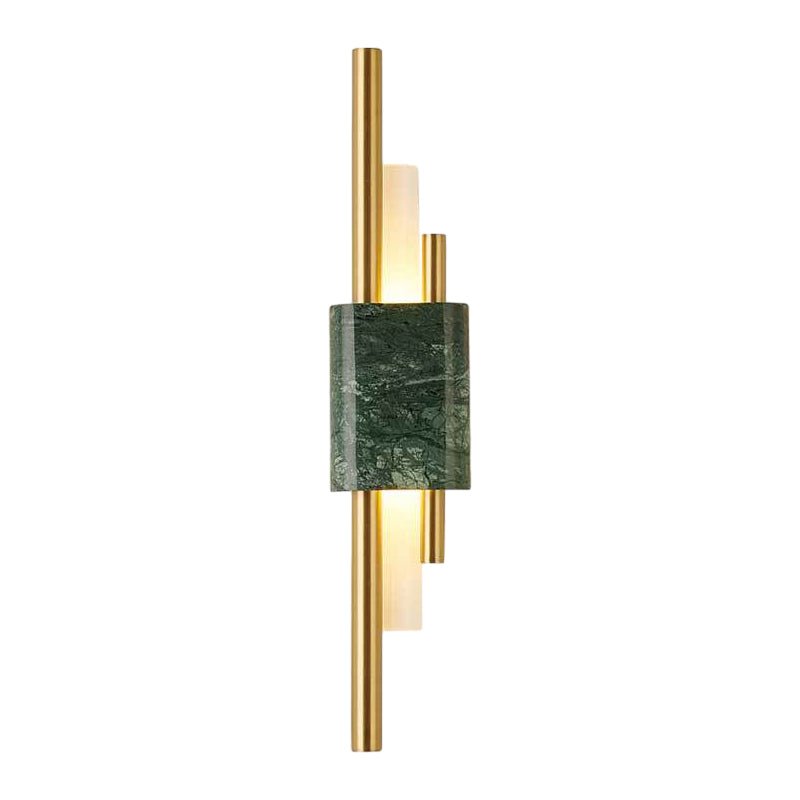 Postmodern Up/Down Wall Sconce — Marble Base, Acrylic Strip, LED 3000K, Gold Finish