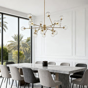 Bubble Sputnik Chandelier — Copper, Clear Glass Globes, G9, Gold Finish, 53" Adjustable