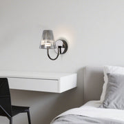 Vintage Cone Wall Sconce — Black Aluminum, Glass Shade, 6W LED, 3-Step Dimming (3000K/4500K/6000K)