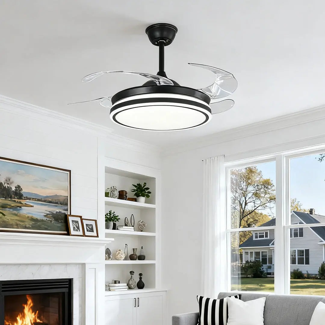 Stylish Black Ceiling Fan with Lights and Remote Control - All-Copper Design Luxe