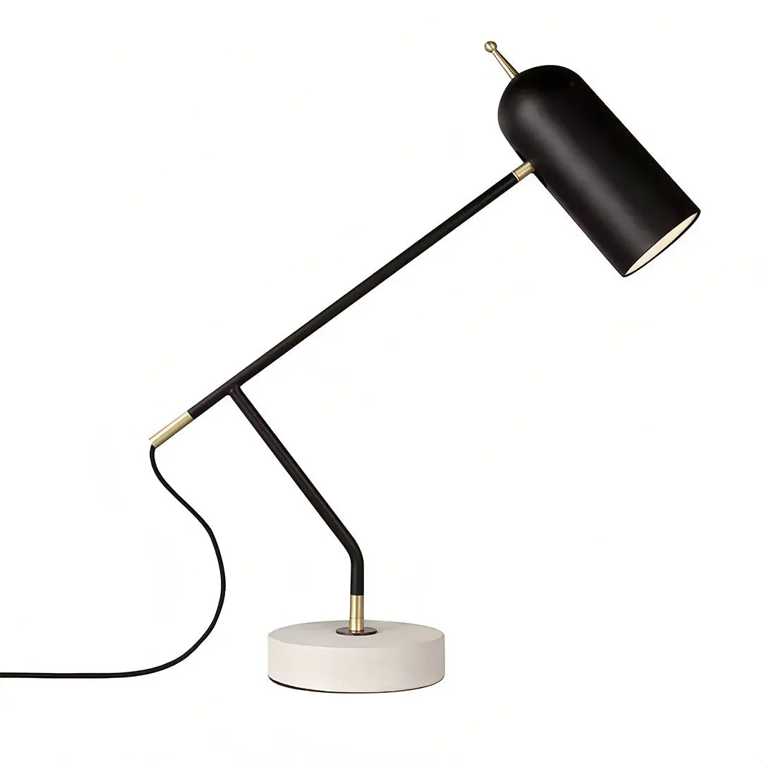 Elegant Modern Black Desk Lamp with Marble Base - Minimalist Office Reading Light Luxe