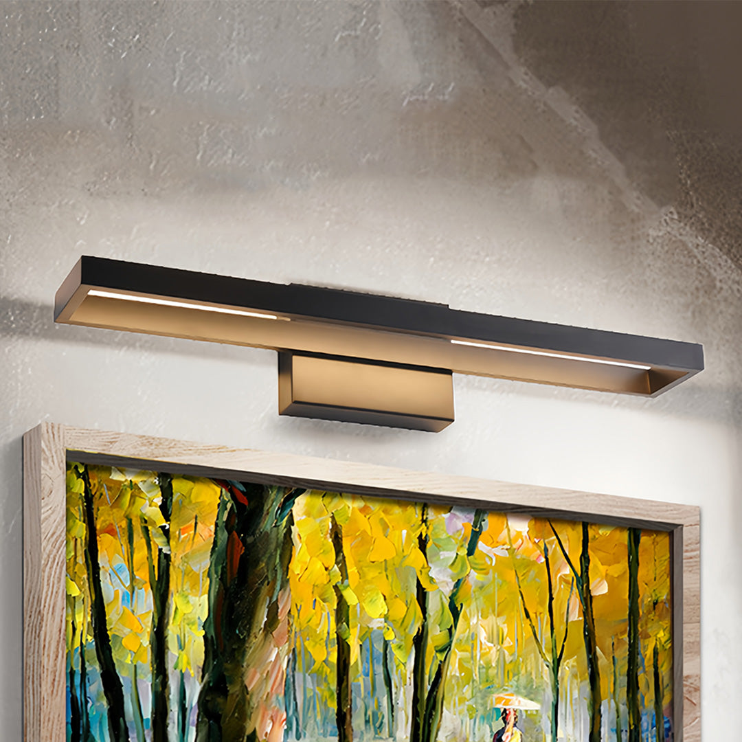 Modern Vanity Light Bar — Black Aluminum and Iron, 12W LED, 3000K, Hardwired