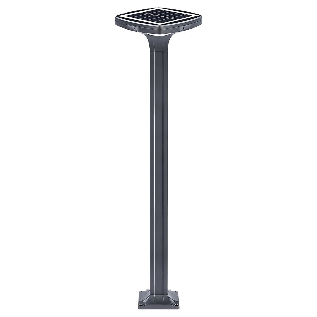 Outdoor Bollard Light — Black Aluminum, LED, Solar / Hardwired, IP65, 4 Heights, 3000K / 6000K