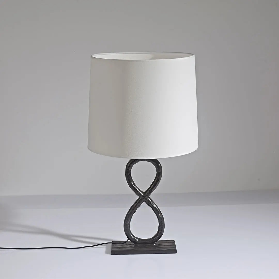 European Luxury Fabric Light Table Lamps in Bronze Metal Luxe