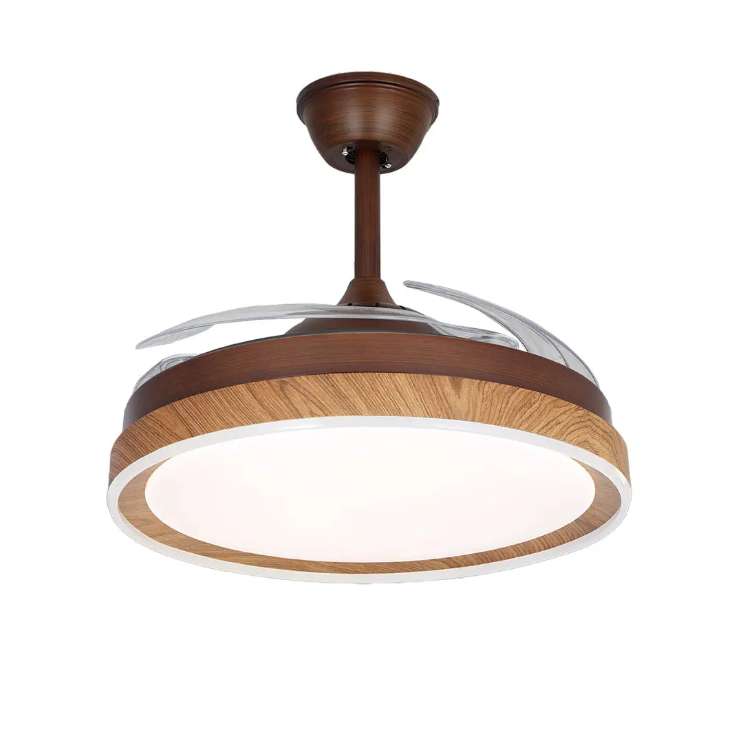 Silent Ceiling Fan with 4 Lights and Walnut Wood Grain Iron Body Luxe