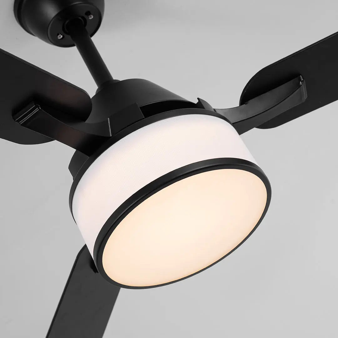 European Retro Ceiling Fan Lamp with Fabric Shade and Lights Luxe