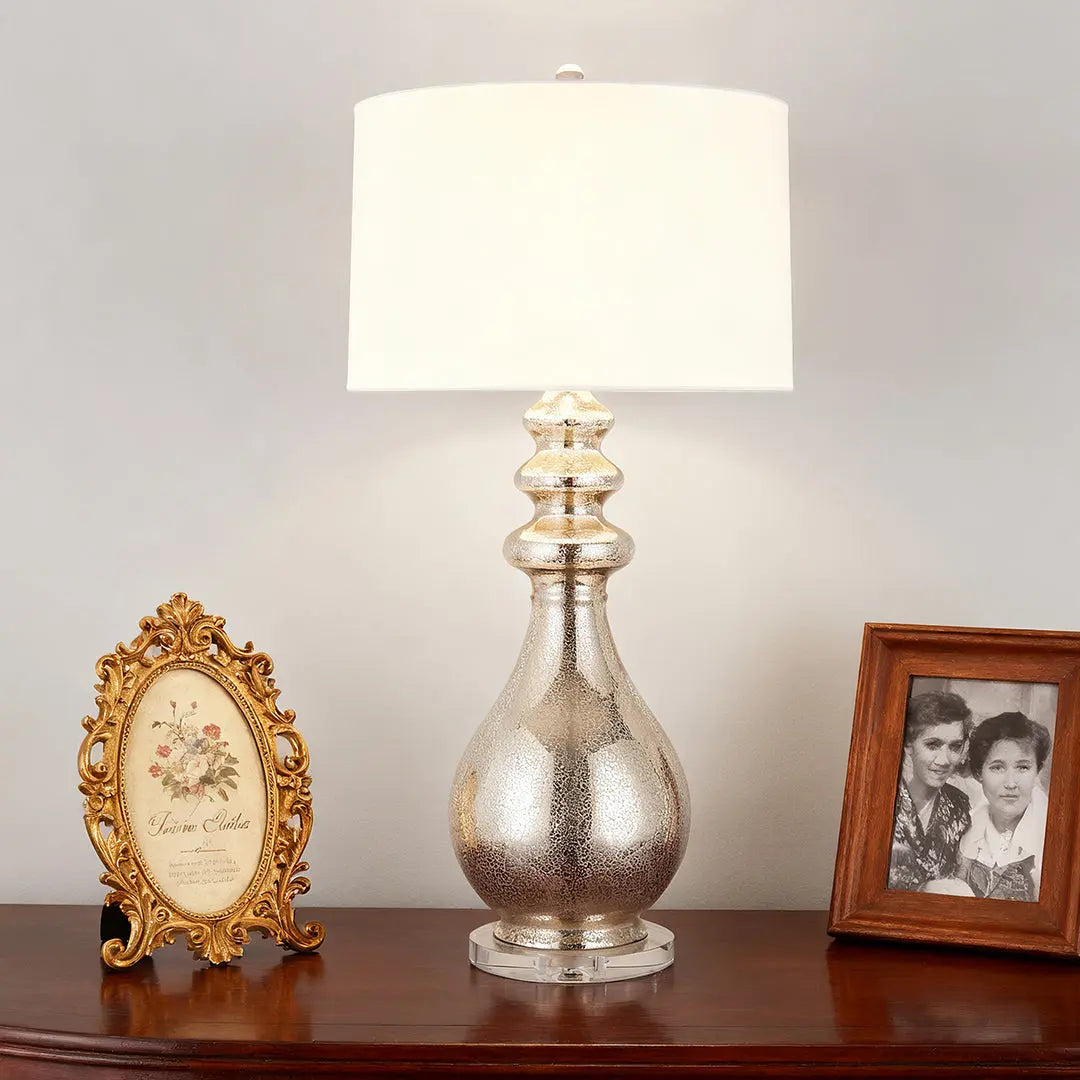 Unique Modern Silver Table Lamp with Polished Finish Luxe
