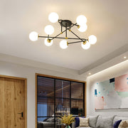 Magic Bean Semi Flush-Mount Ceiling Light — Gold Iron, Hand-Blown Glass, 3-Step Dimming (3000K/4500K/6000K), 4, 6, or 9-Light