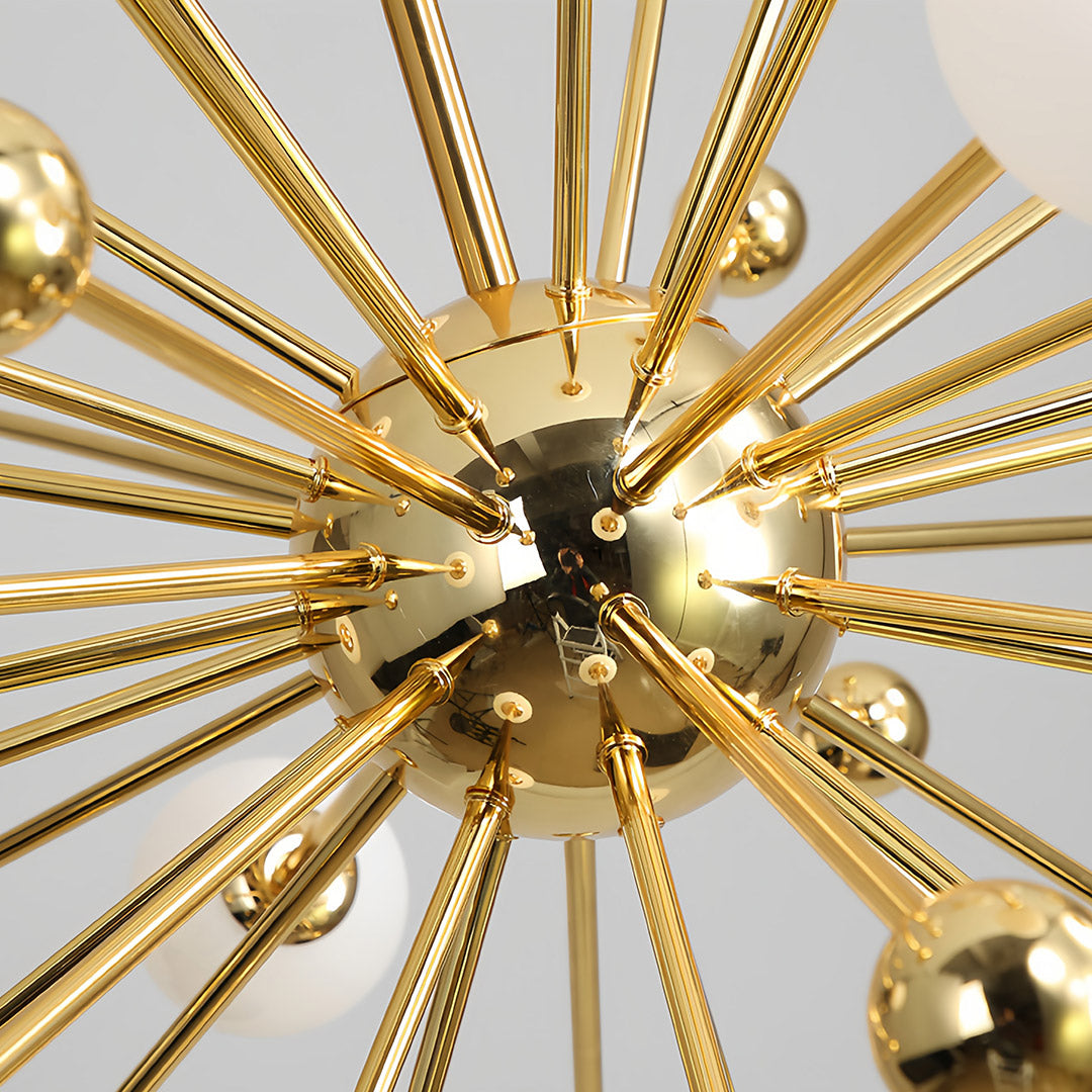 Dandelion Sputnik Chandelier — Gold-Plated Iron, 12-Light, G9 LED, Adjustable Height