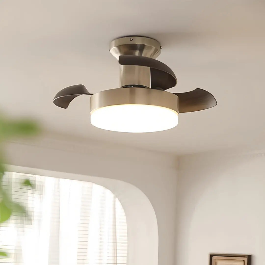 French Retro 3-Blade Silver Ceiling Fan with Light and Hardware Luxe