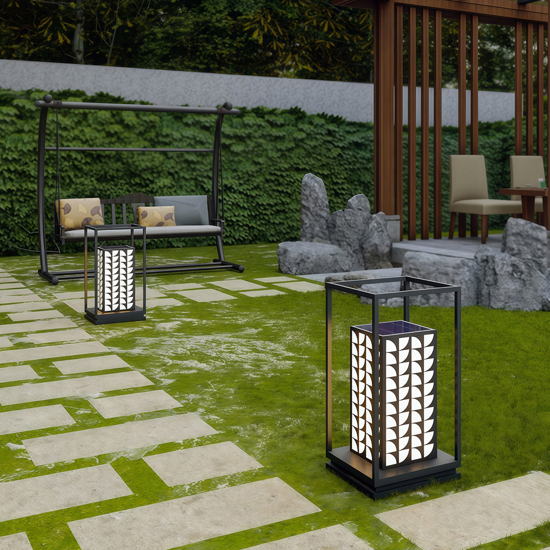 Modern LED Bollard Path Light — Black Stainless Steel, Acrylic Shade, Solar / Hardwired, IP65, 10000mAh