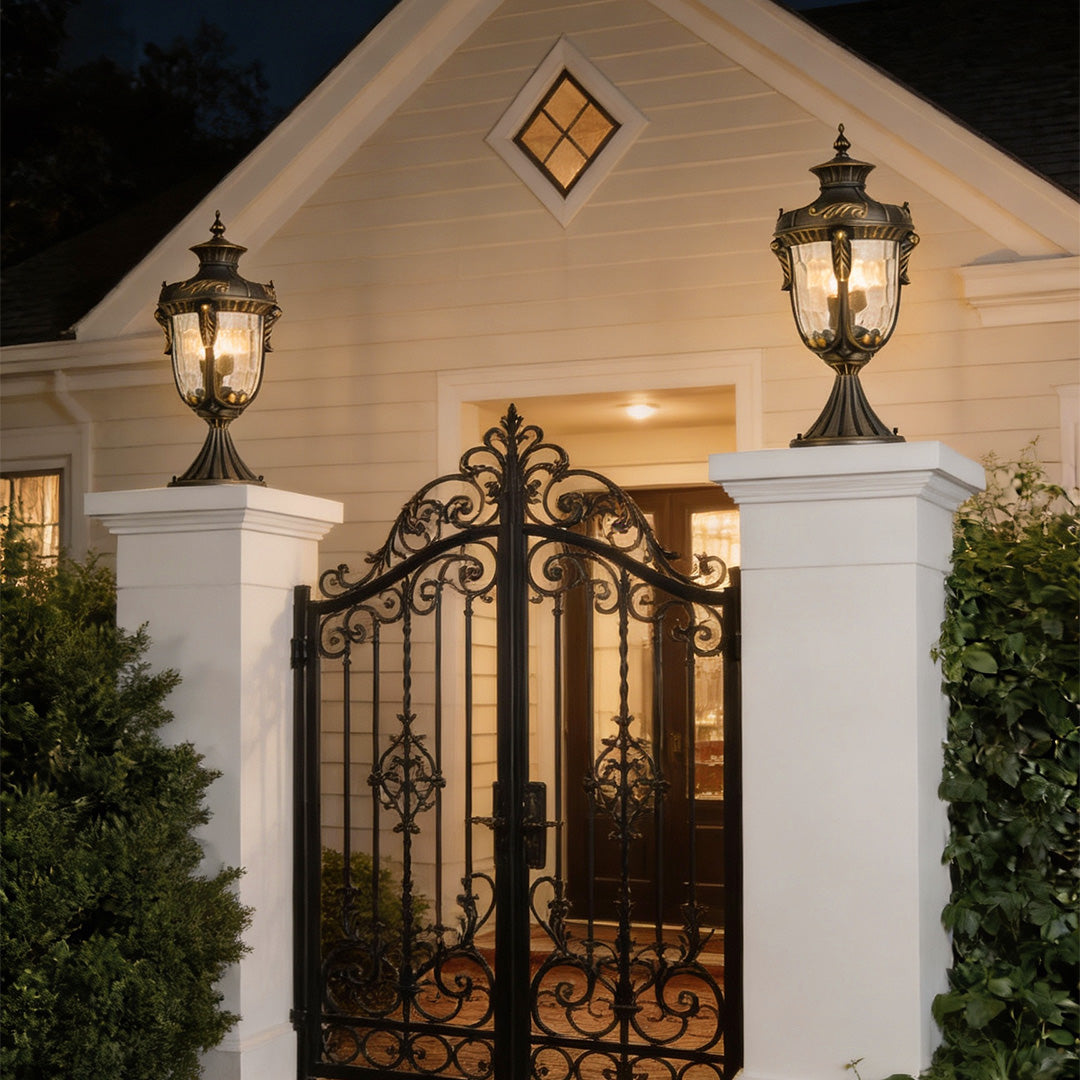 Classic Copper Outdoor Pillar Light — Solid Copper, Transparent Glass, E27/E14, IP55, Two Sizes