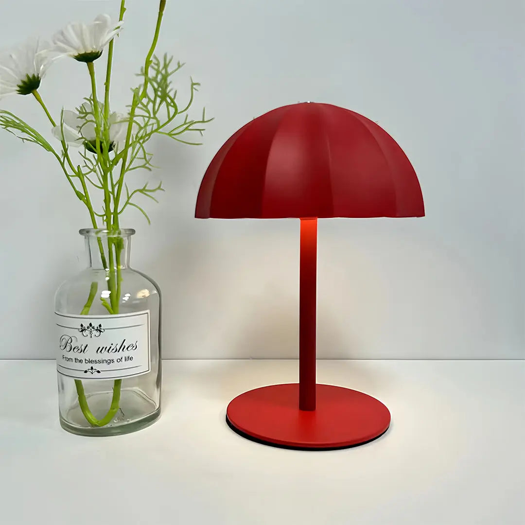 Minimalist Mushroom Iron Table Lamp - Cordless and Rechargeable Metal Design Luxe