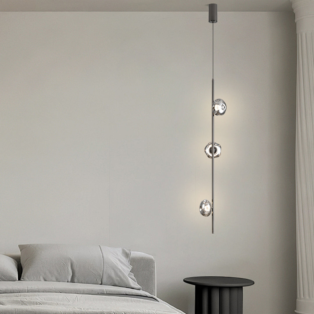 Minimalist Pleated Glass Pendant Light — Iron, Tri-Color LED, 2- or 3-Head, Copper or Black