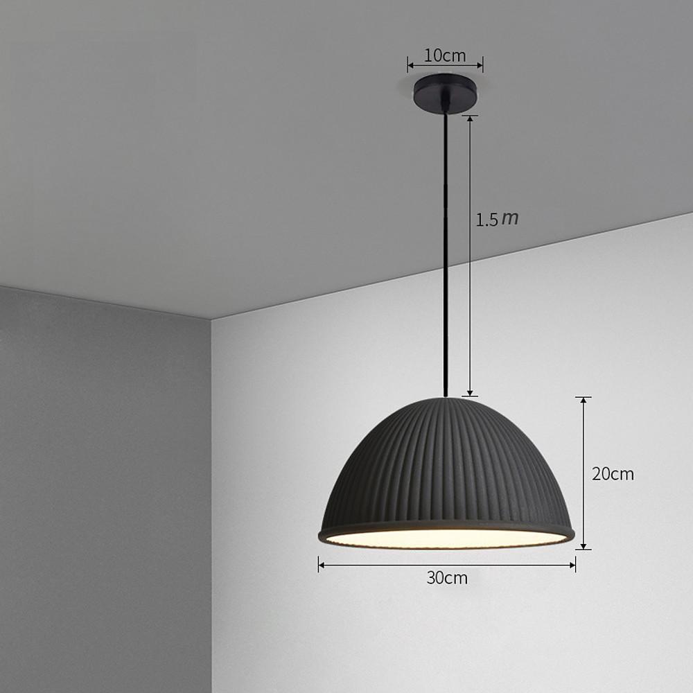 Dome Pendant Light — Metal and Resin, 1-Light E26/E27, 12" Diameter, Kitchen and Dining